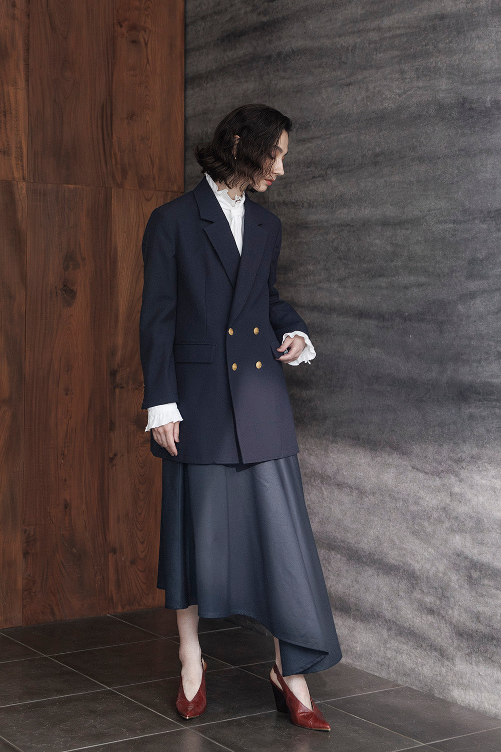 【REVIVAL】Double Jacket × Irregular Flare Skirt
