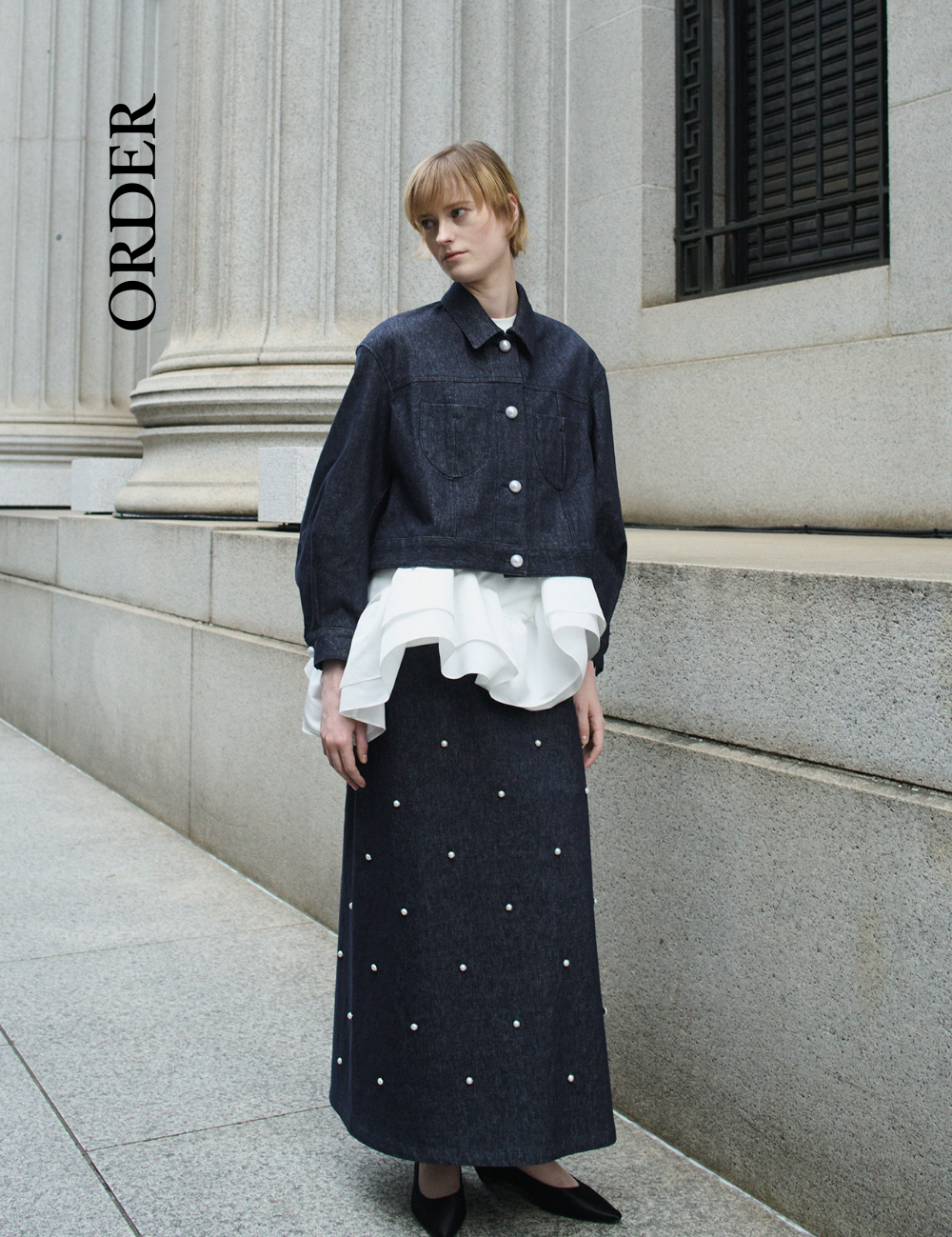 【SET】パールボタンデニムセットアップ