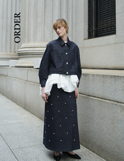 【SET】パールボタンデニムセットアップ