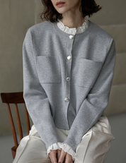 フリルニットカーデ