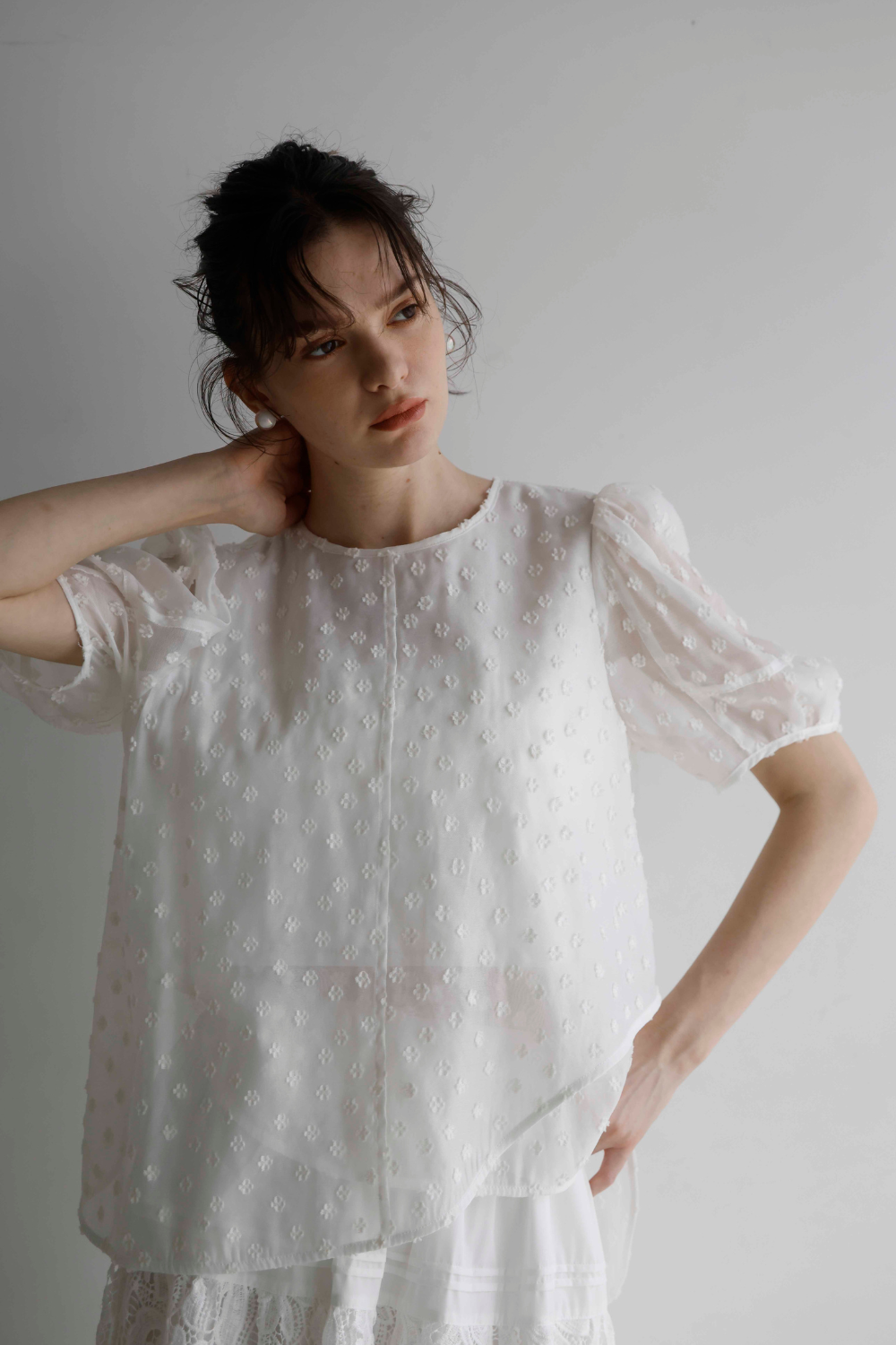 Dot Jacquard Blouse