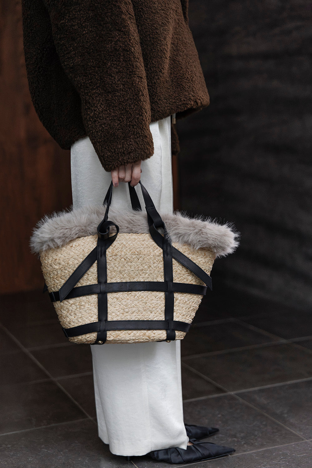 Fur Basket Bag