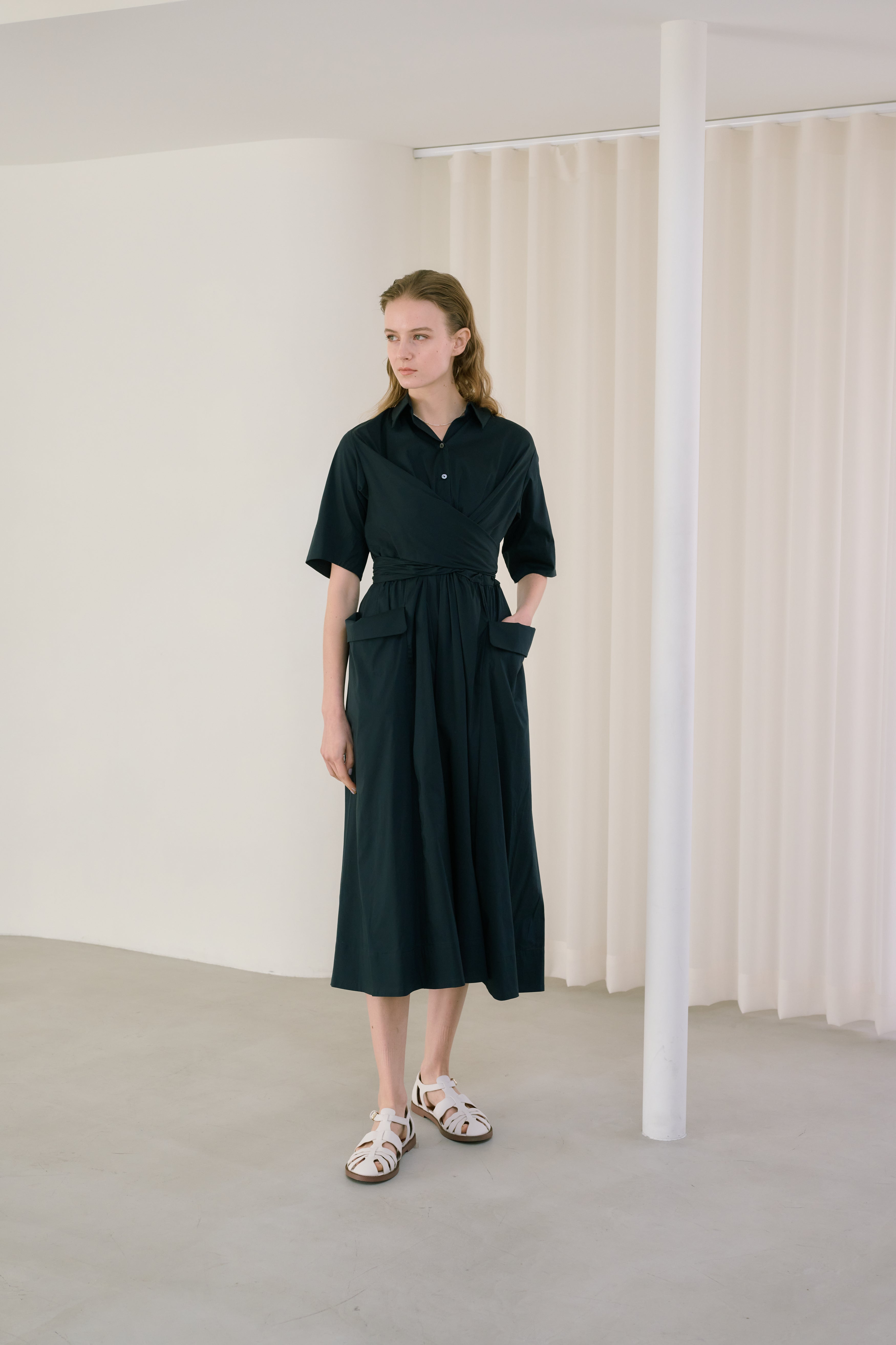 weakend./フロントクロスシャツドレス/深海 weakend./フロントクロスシャツドレス/深海